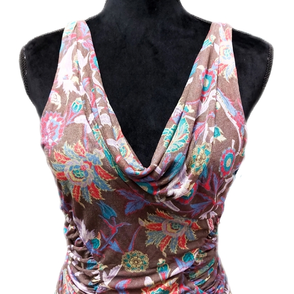 Diane Von Furstenburg Womens Silk Sleeveless Cowl Neck Ruched Sides Top Size SML - Picture 5 of 8